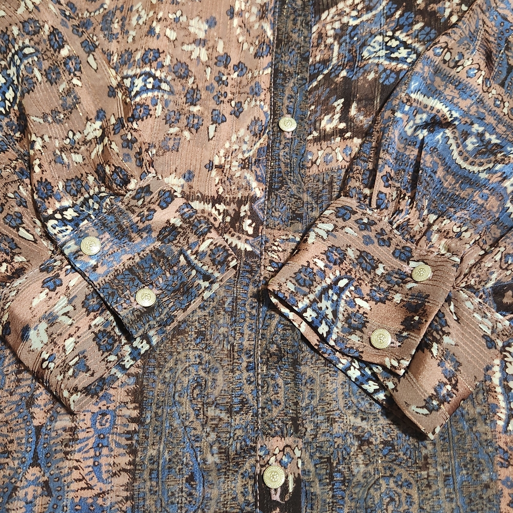 Zara Patchwork Paisley Print Shirt Oversized Bohemian-inspired Lightweight Sheer - Picture 8 of 16